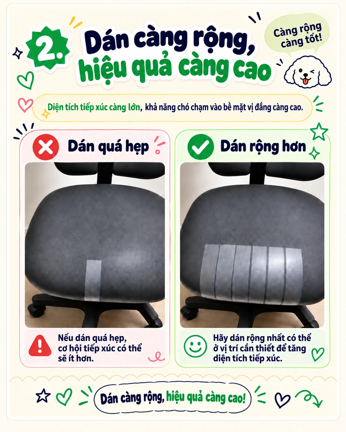Dán phủ rộng vùng cần bảo vệ